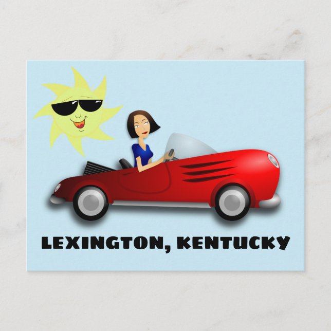 LEXINGTON, KENTUCKY GIRL IN CAR ART Cartes postale (Devant)