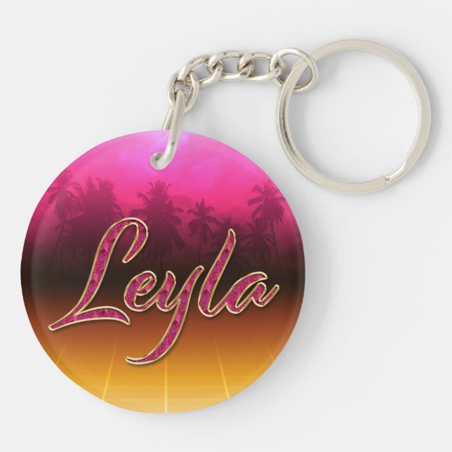Leyla Prénom Golden rose Porte-clés (Dos)