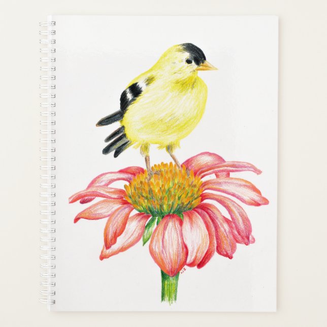 Lg Planner Goldfinch sur Coneflower (Devant)