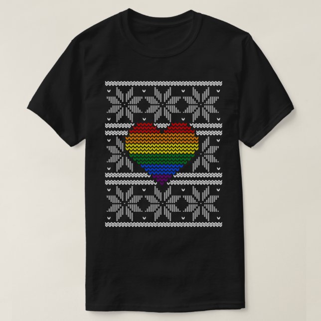 LGBT Christmas Heart Rainbow Pride Ugly Xmas Sweat (Design devant)