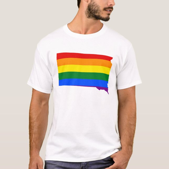 LGBT Dakota du Sud, US State flag map T-Shirt (Devant)