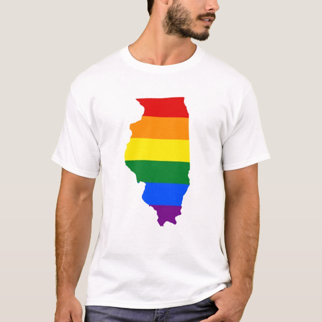 LGBT Illinois, US flag map T-Shirt (Devant)