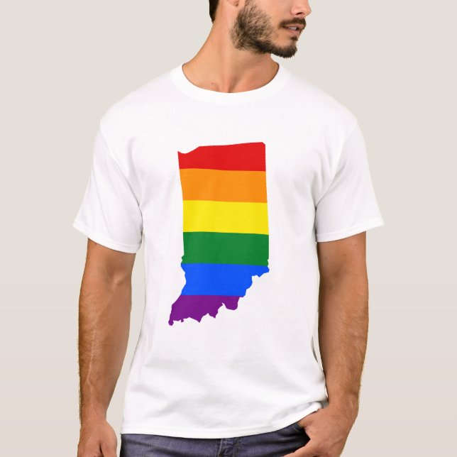 LGBT Indiana, US State flag map T-Shirt (Devant)