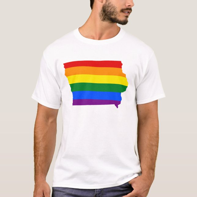 LGBT Iowa, US State flag map T-Shirt (Devant)