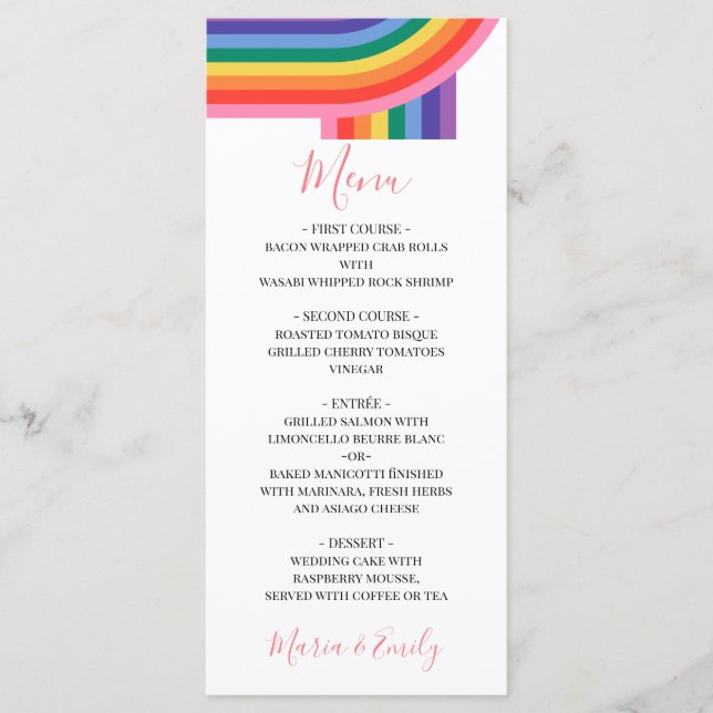 LGBT Lesbian Pride Rainbow Gay Mariage Menu (Devant)