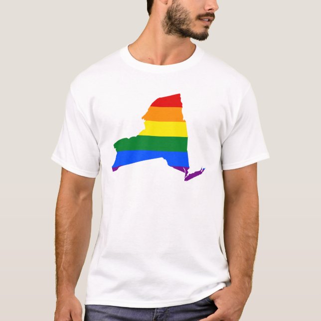 LGBT New York, US State flag map T-Shirt (Devant)
