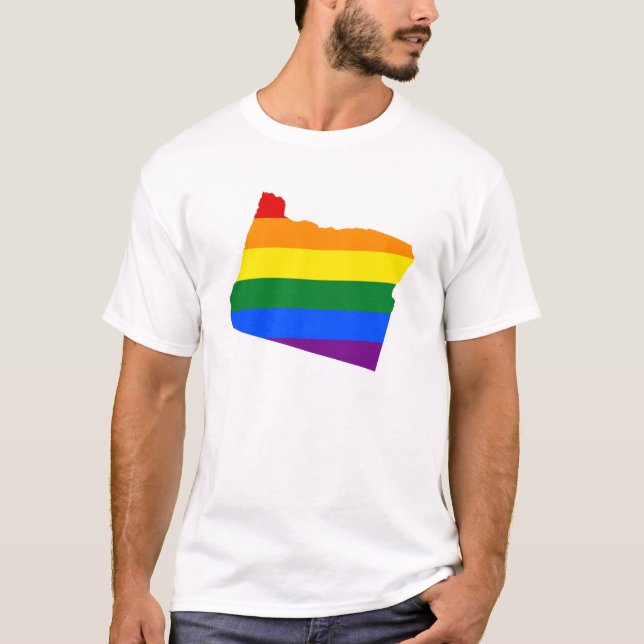 LGBT Oregon, US State flag map T-Shirt (Devant)