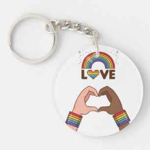 LGBT+Pride. Aimez l'arc-en-ciel. Cœur. Porte-clé