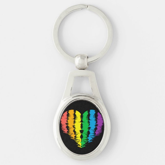 LGBT+pride. Arc-en-ciel du coeur. Porte-clé (Devant)