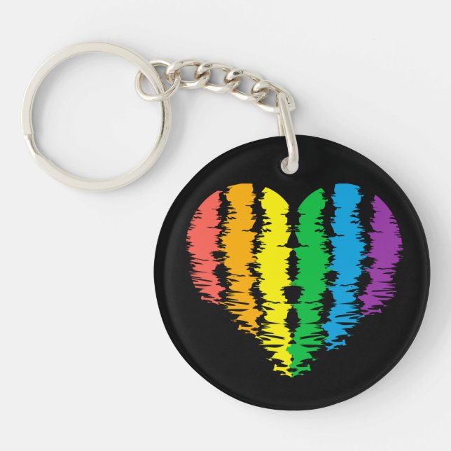 LGBT+pride. Arc-en-ciel du coeur. Porte-clé (Devant)