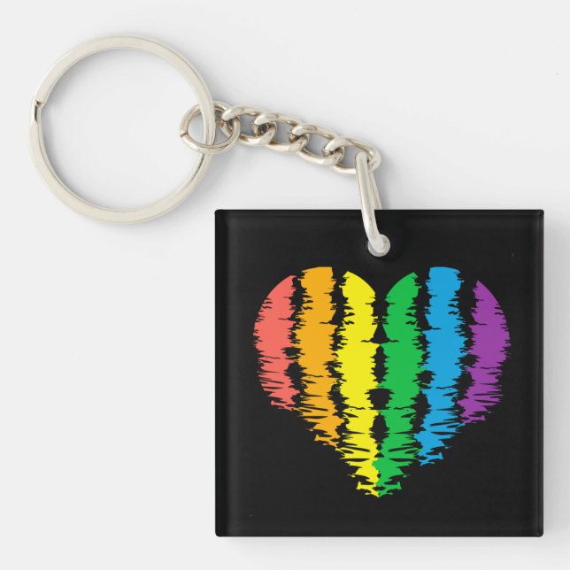 LGBT+pride. Arc-en-ciel du coeur. Porte-clé (Devant)