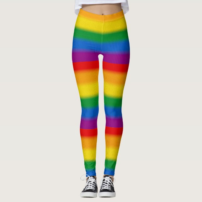 LGBT Pride Rainbow Color Strips Leggings (Devant)