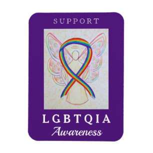 LGBT Rainbow Awareness Ribbon Angel Magnet