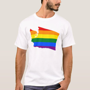 LGBT Washington, US State flag map T-Shirt