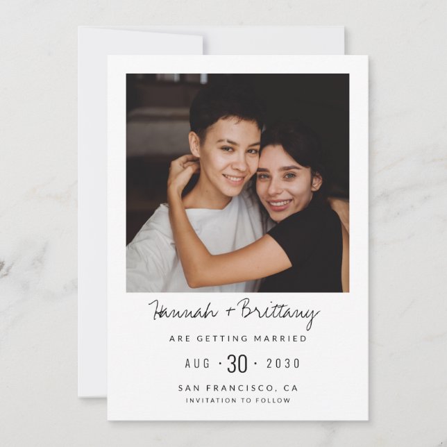 LGBTQ Faire-part de date de mariage moderne avec p (Devant)