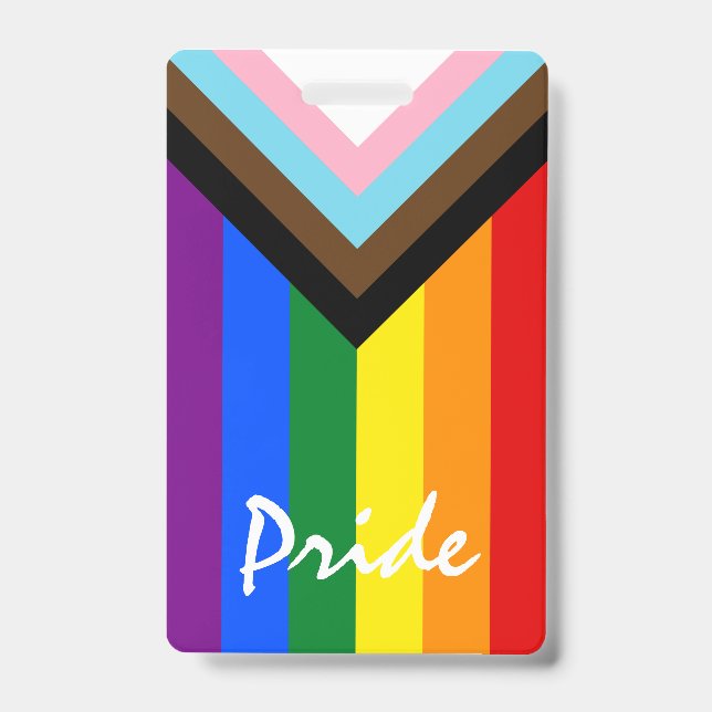 LGBTQ & Fierté - Badge Drapeau de Progrès Arc-en-c (Avant)