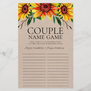 LGBTQ Nom du couple Jeu Tournesols rustiques