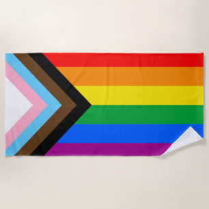 LGBTQ+ Progrès Fierté Drapeau Serviette de plage