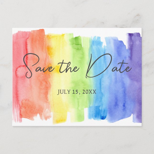 LGBTQ Rainbow Enregistrer La Date Carte Postale Ma (Devant)