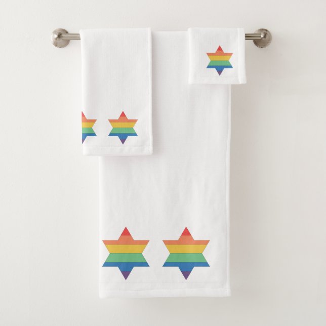 LGBTQ Rainbow Juive Star serviette (En situation)