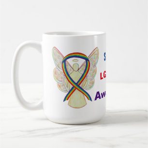 LGBTQIA Rainbow Awareness Ruban Angel Coffee Mug