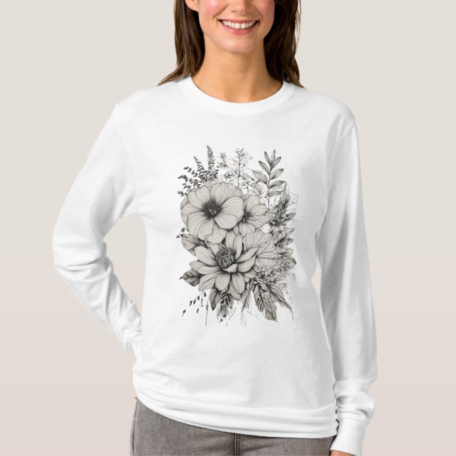 L'harmonie de la nature : T-shirt à fleurs en gras (Devant)