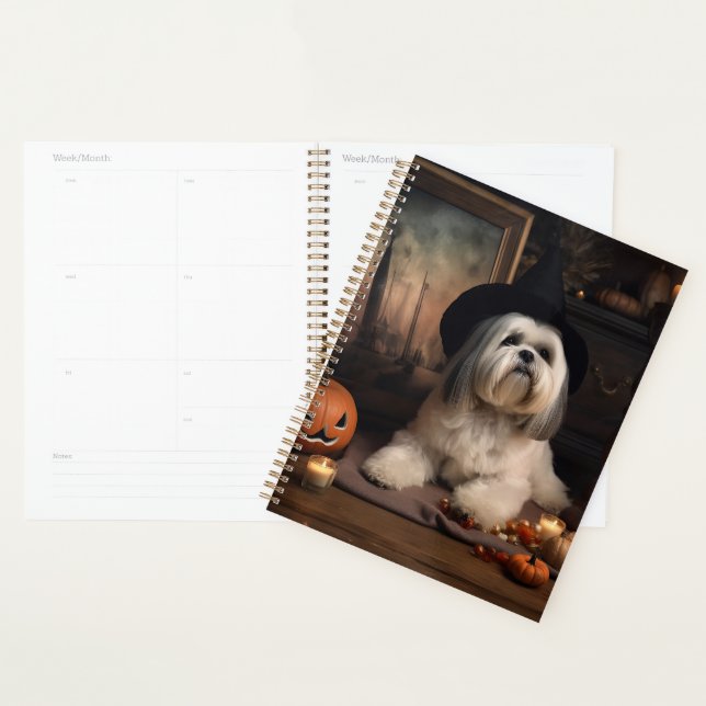 Lhasa Apso Citrouille Halloween effrayant (Devant avec enveloppe)