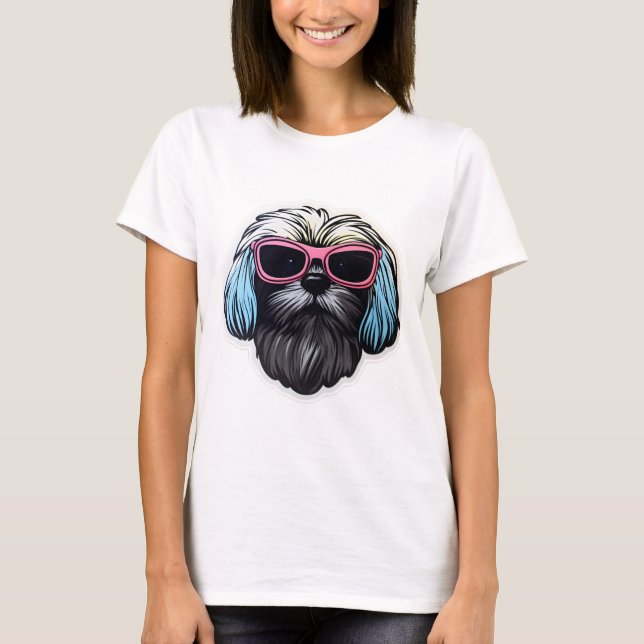 Lhasa Apso en Lunettes de soleil Cool T-shirt clas (Devant)