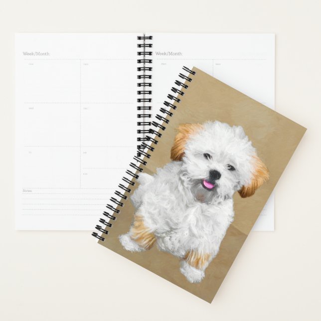 Lhasa Apso Puppy Peinture - Cute Original Chien Ar (Devant avec enveloppe)
