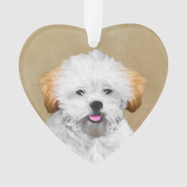 Lhasa Apso Puppy Peinture - Cute Original Chien Ar (devant)