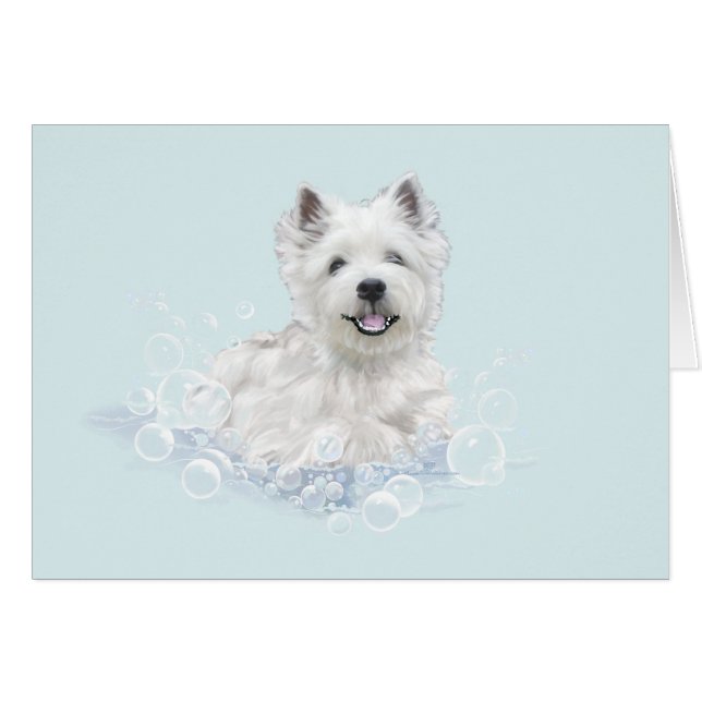 L'heure du bain amusante pour Westie (Devant horizontal)