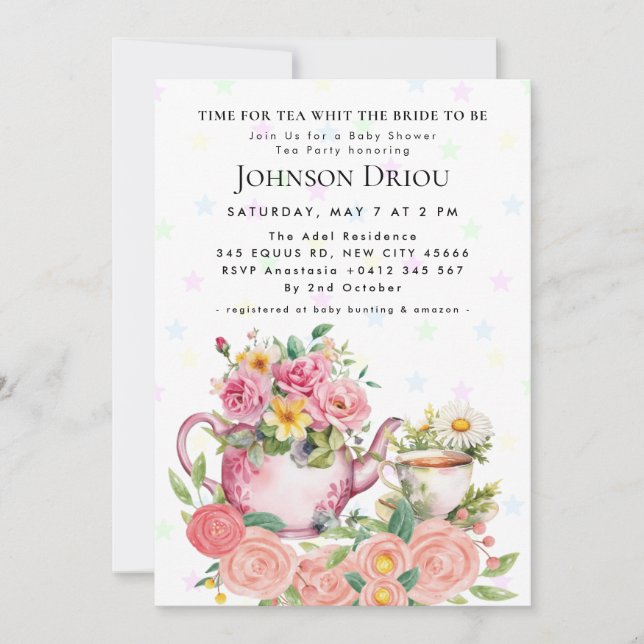 L'HEURE DU THÉ AVEC LA Carte d'Invitation de Baby  (Devant)
