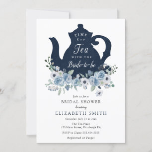 L'heure du thé bleu nuptiale douche Invitation