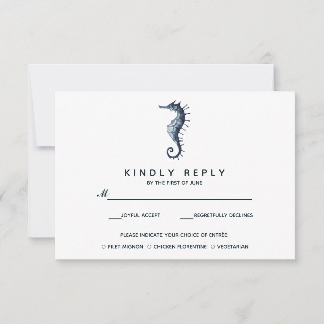 L'hippocampe bleu | Mariage RSVP avec choix de rep (Devant)