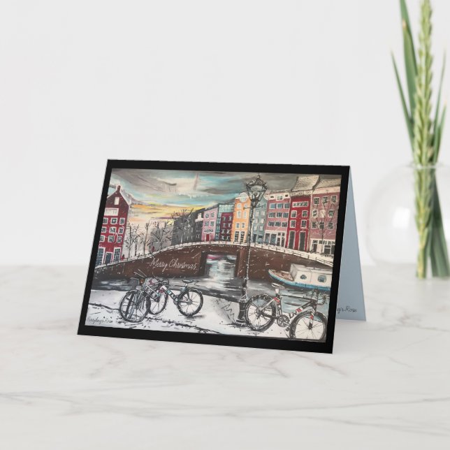 L'hiver à Amsterdam - La carte de Noël des cyclist (Devant)