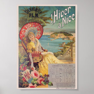 l'Hiver à Nice Affiche Vintage 1892