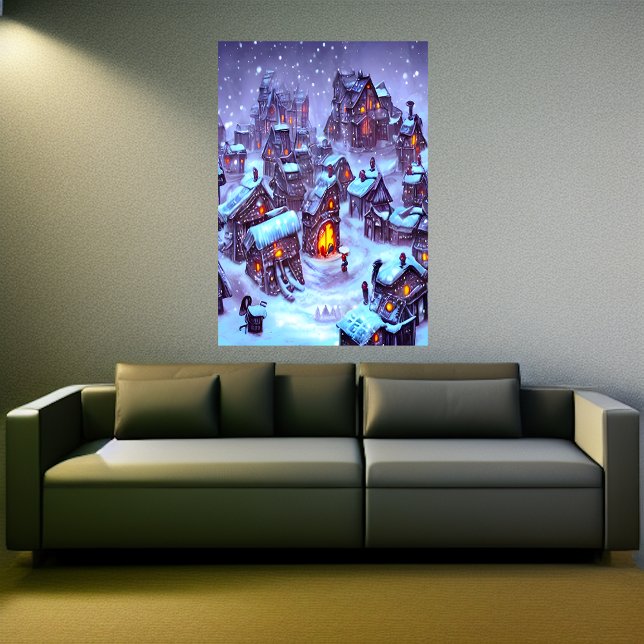 L'hiver dans le village | AI Art Poster (Créateur téléchargé)