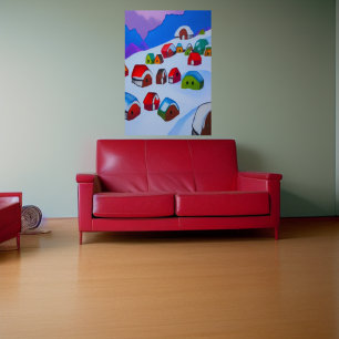 L'hiver dans le village   AI Art Poster