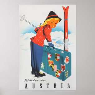 L'hiver en Autriche Poster Vintage voyage