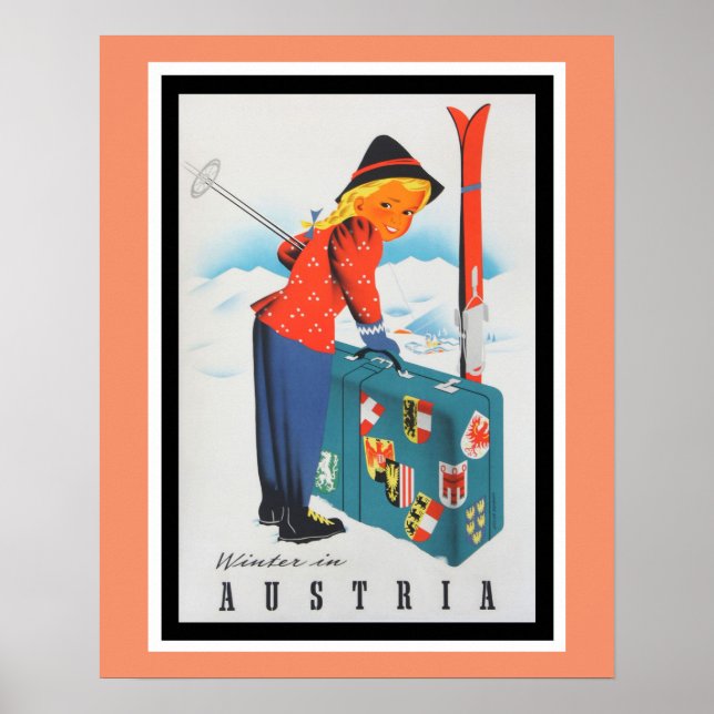 L'hiver en Autriche Poster Vintage voyage (Devant)