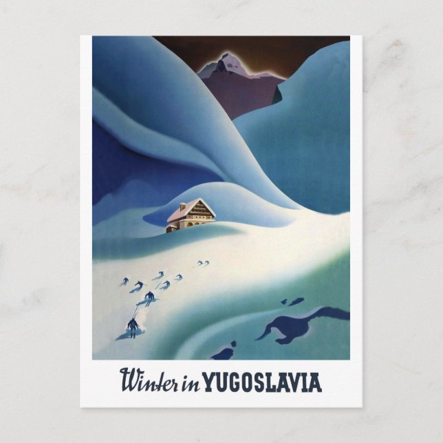 L'hiver en Yougoslavie, carte postale de voyage (Devant)
