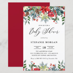 L'hiver fleurit Floral Baby shower Invitation
