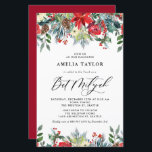 L'hiver fleurit Floral Bat mitzvah Invitation<br><div class="desc">Famille et amis Invitations avec cette invitation Bat mitzvah personnalisable. Il présente des guirlandes aquarelles de roses rouges, d'hivernes et de fleurs de poinsettia aux accents de pin et de verdure. Personnalisez en ajoutant les noms, la date, l'heure, le lieu et d'autres détails de l'événement. Cette invitation à la floraison...</div>