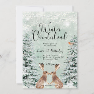 l'hiver onederland bunny anniversaire invitation