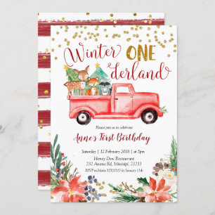 L'hiver onederland forêt invitation anniversaire