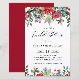 L'hiver s'épanouit Floral Bridal Douche Invitation