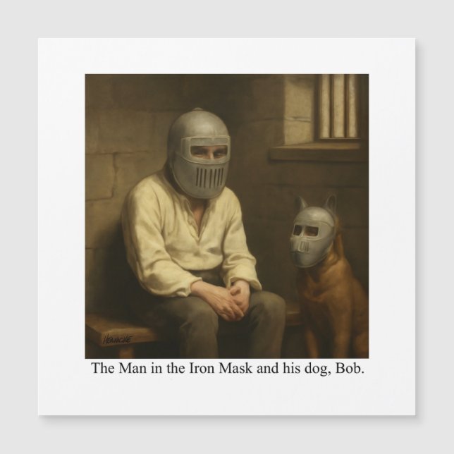 L'Homme au Masque de Fer et son chien, Bob. (Devant)