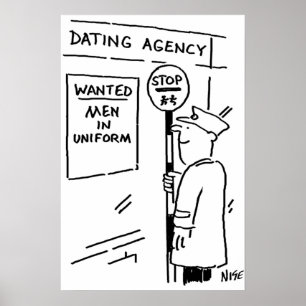 L'homme aux sucettes lit un poster d'agence de ren