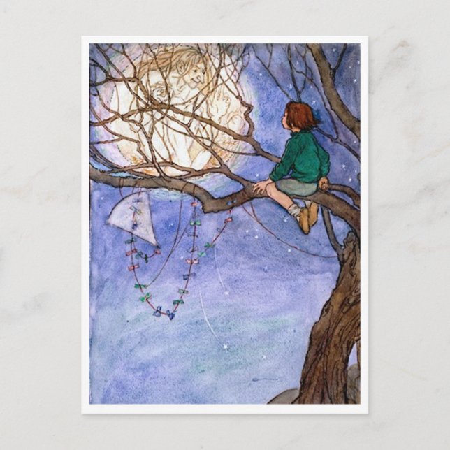 L'homme dans la lune Carte Postale Vintage (Devant)