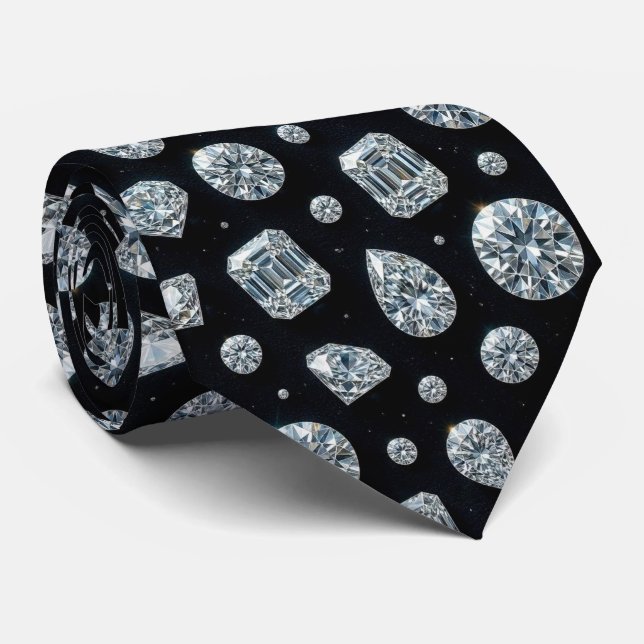 L'Homme de Luxe | Cravate noire formelle avec diam (Roulé)